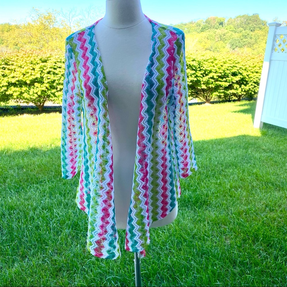 Ruby Rd. Open Front Knit Colorful Cardigan - Picture 5 of 16
